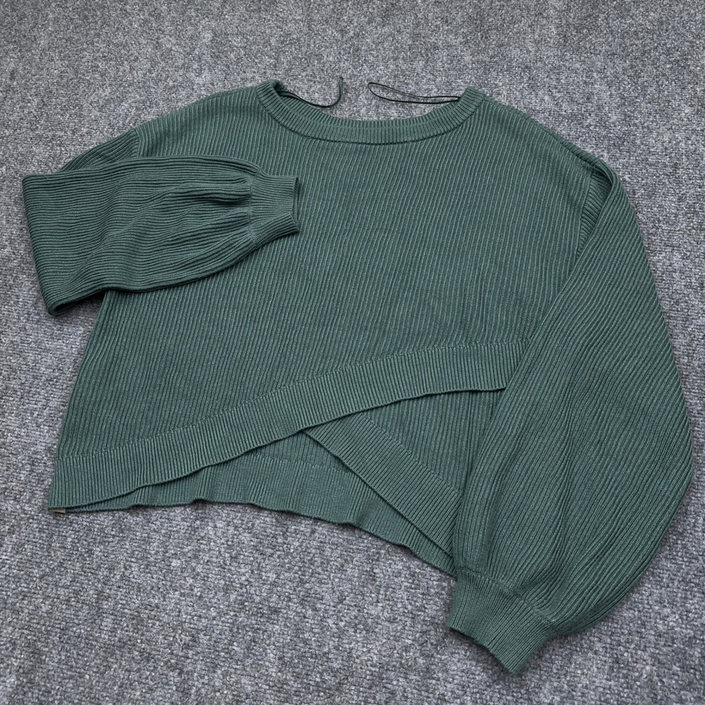 Lululemon Reversible Crossover Sweater Women 12 Medium Forest Ribbed Knit W3EQNS